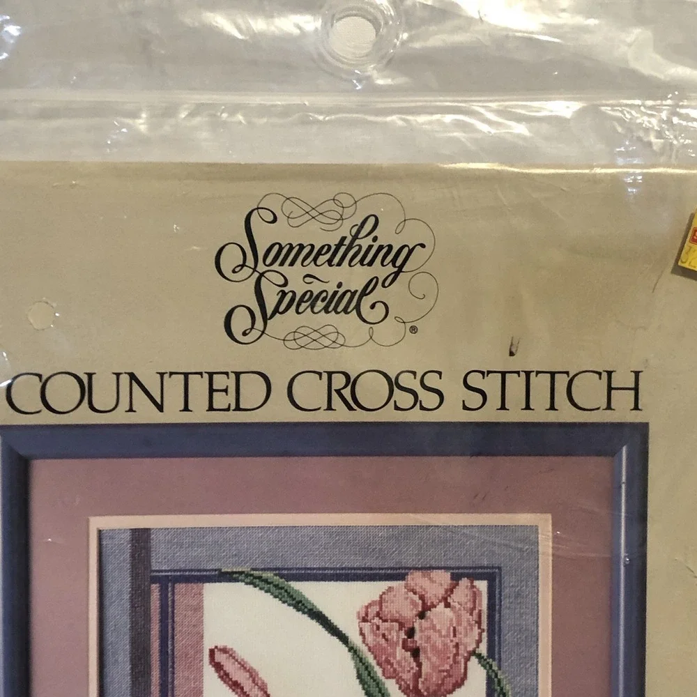 Vintage Something Special Art DECO Tulips PICTURE Counted Cross Stitch 1987